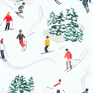 skiers watercolor christmas wrapping paper the illustrated life