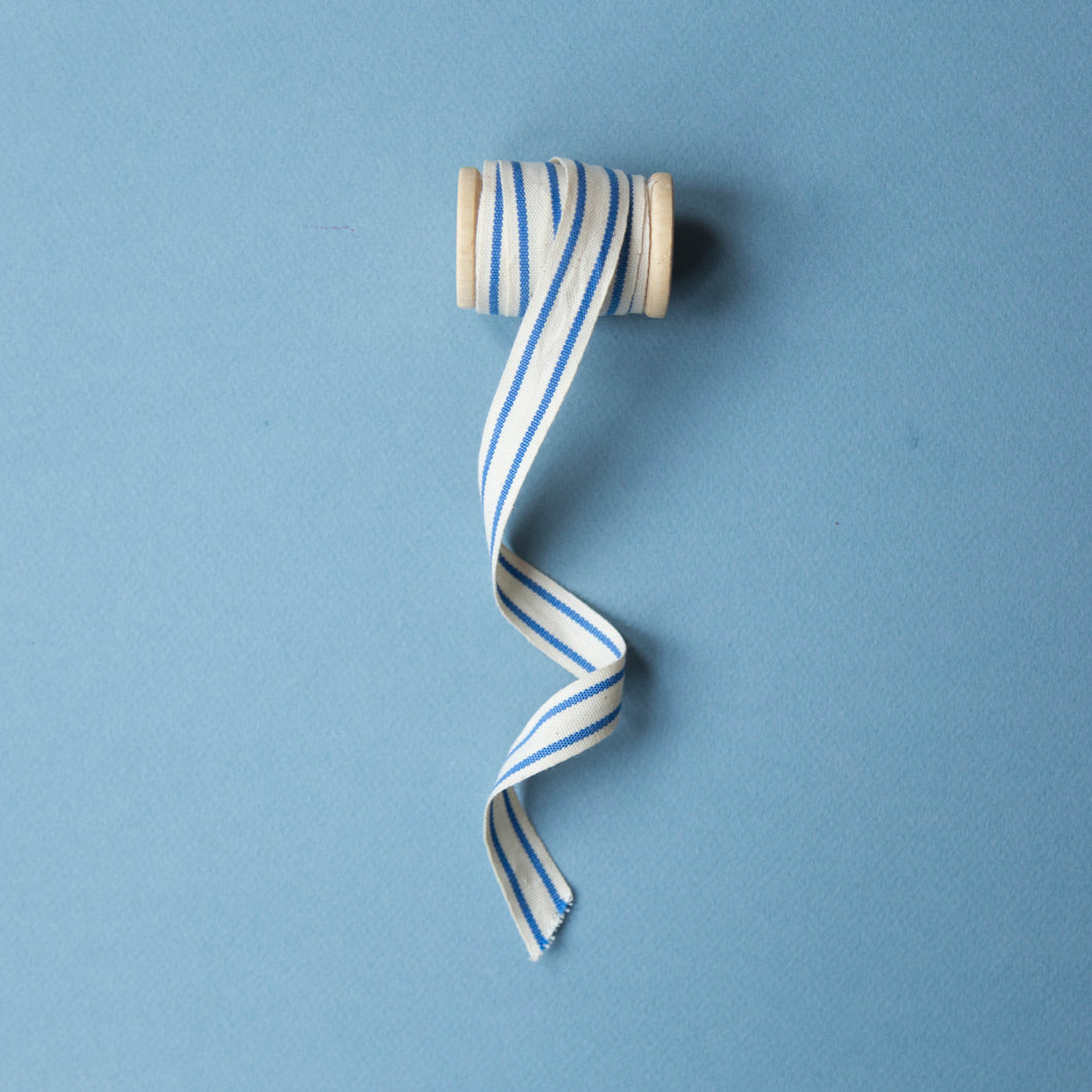 Striped Cotton Ribbon - French Blue