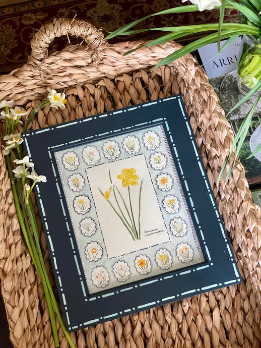 Daffodils No 2. in a Handpainted Frame