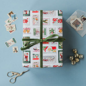 Vintage Holiday Stamps Gift Wrap
