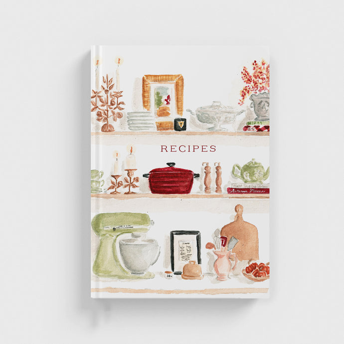 Autumn Kitchen Shelves Recipe Journal