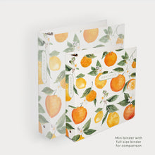 Load image into Gallery viewer, Mini binder with fruit pattern on a white background