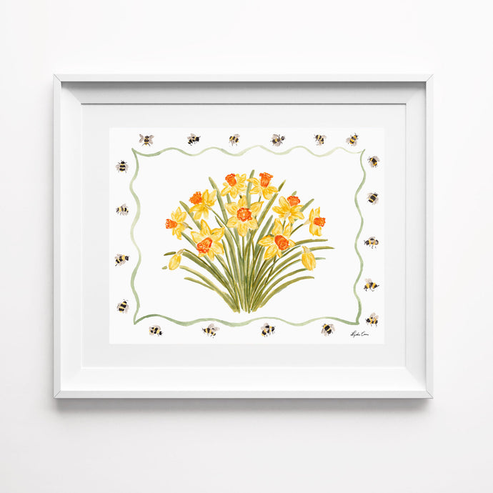 Botanical Art Print No. 4 'Daffodils with Bees'