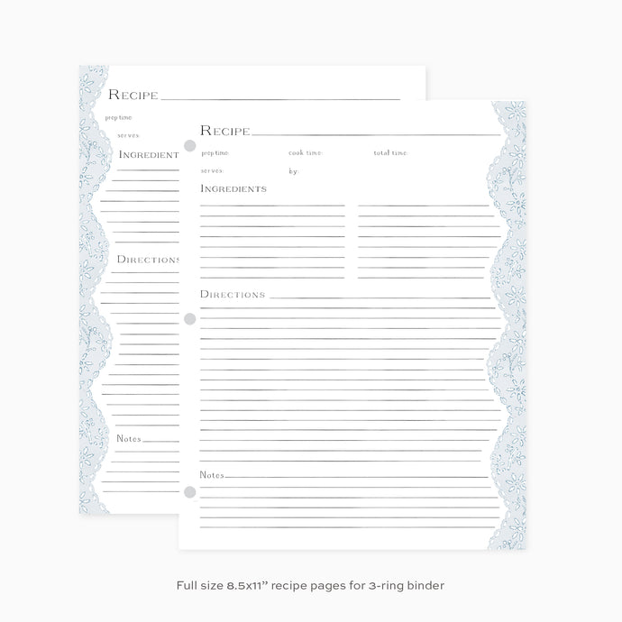 Recipe Filler Sheets - Eyelet Wave