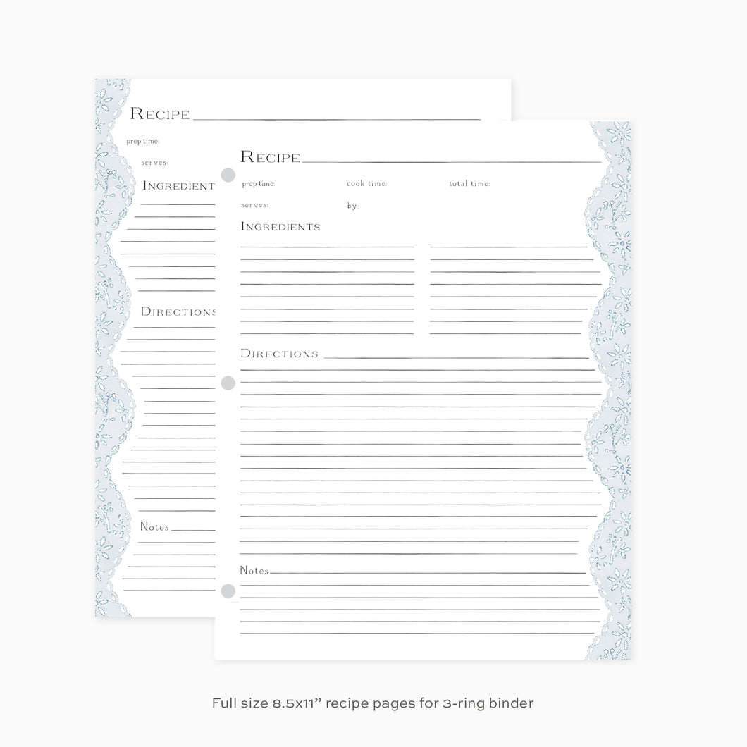 Recipe Filler Sheets - Eyelet Wave