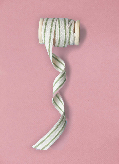 Striped Cotton Ribbon - Jade