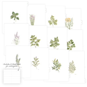 Blank Tab Dividers for Recipe Binder with Herb Design