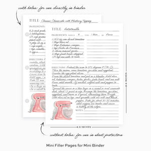 Mini Recipe Filler Sheets - Pink Mixer