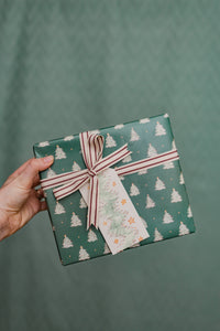 Christmas Tree Block Print Gift Wrap