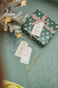 Christmas Tree Block Print Gift Wrap
