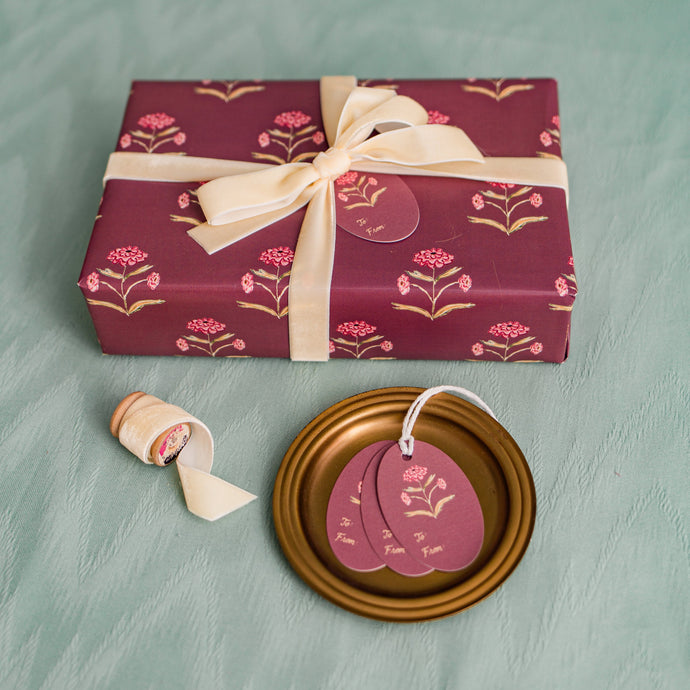 Oval Zinnia Floral Gift Tags