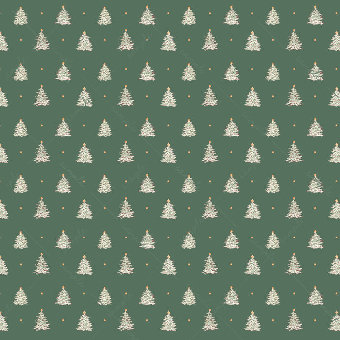 Christmas Tree Block Print Gift Wrap