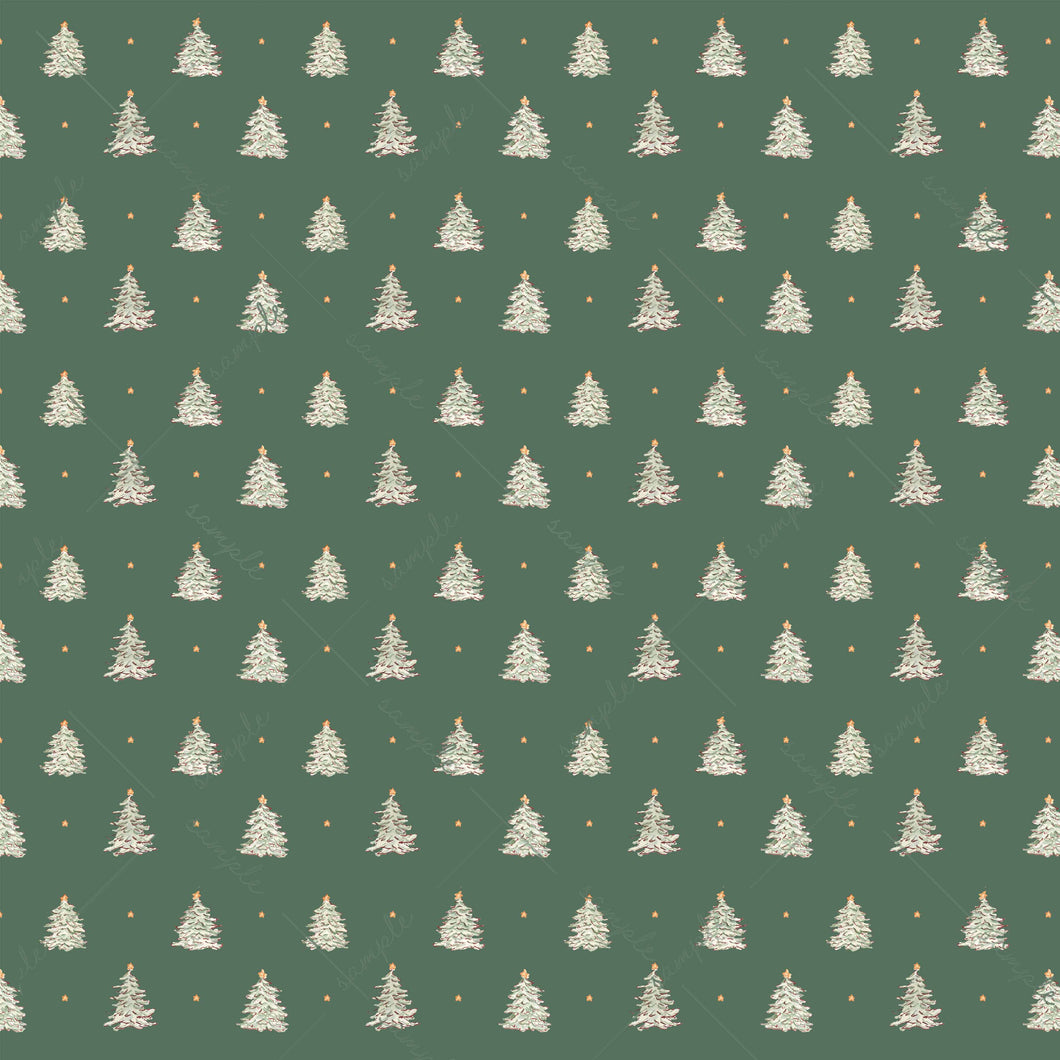 Christmas Tree Block Print Gift Wrap