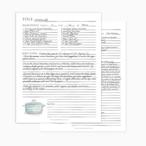 Recipe Filler Sheets - Blemished