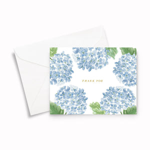 watercolor hydrangea folded thank you notes