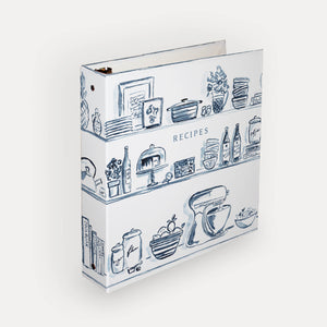 Blue Kitchen Shelves 3-Ring Recipe Binder