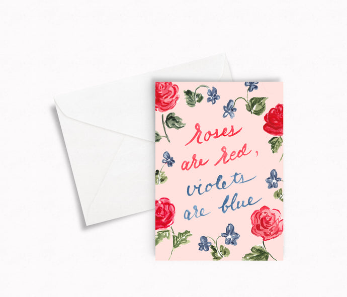 Roses and Violets Valentine Card