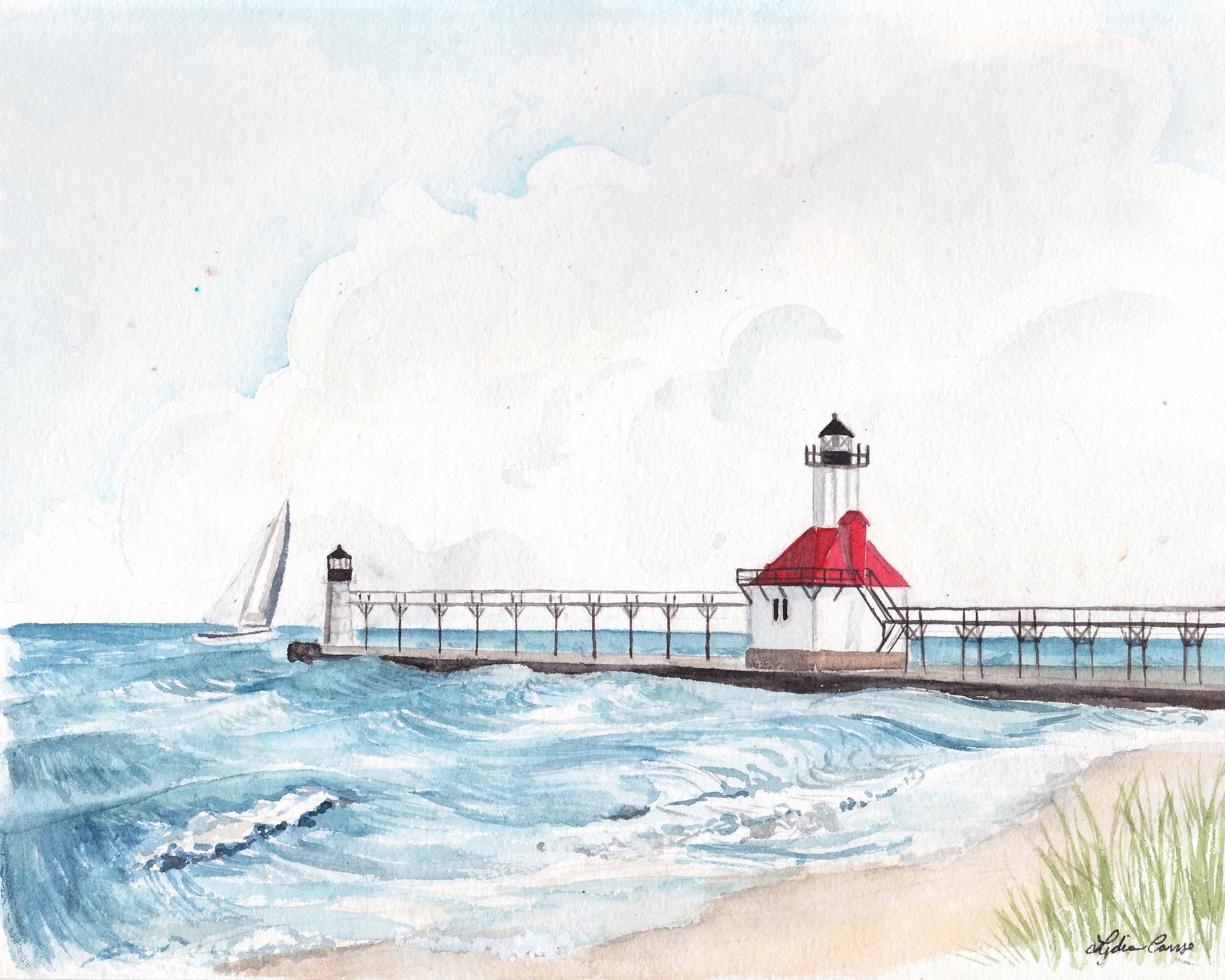 St Joseph Lighthouse Mi St. Joseph North Pier Lighthouse Postcard